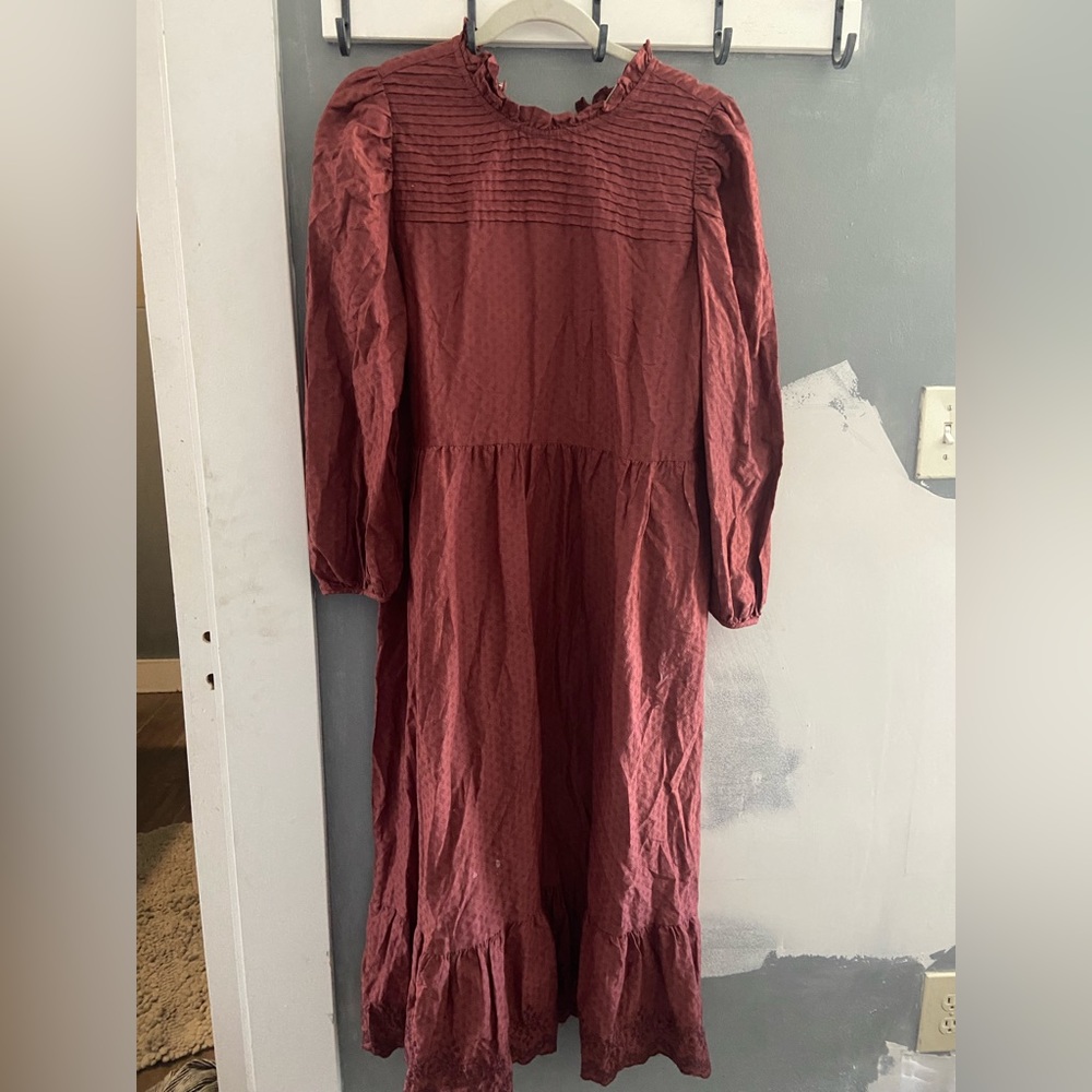 Universal Threads Red Maxi Long sleeve Cotton Dress Sz Large